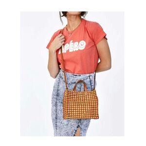 Clare V Petit Simple Tote in Marigold Rattan